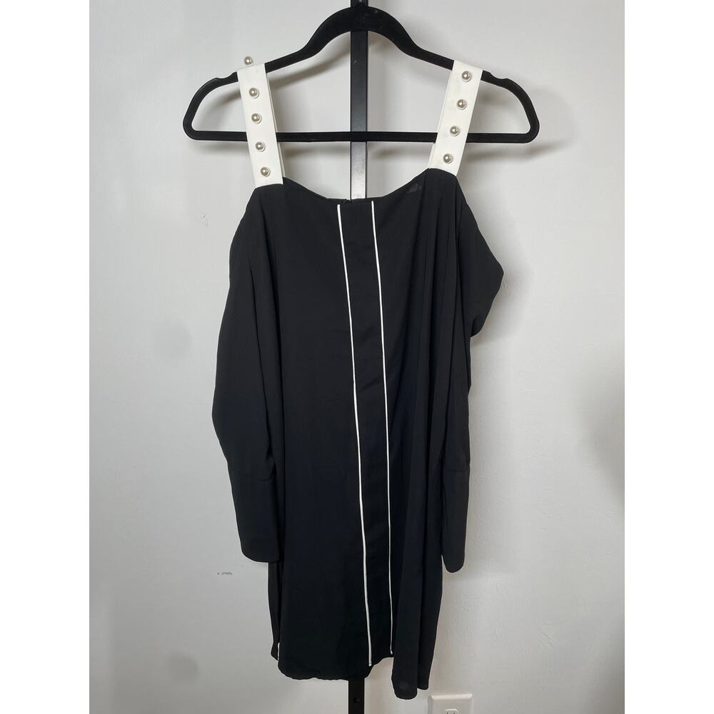 LEA & VIOLA Women's Off the Shoulder Dress with Beaded Straps Small Black NEW